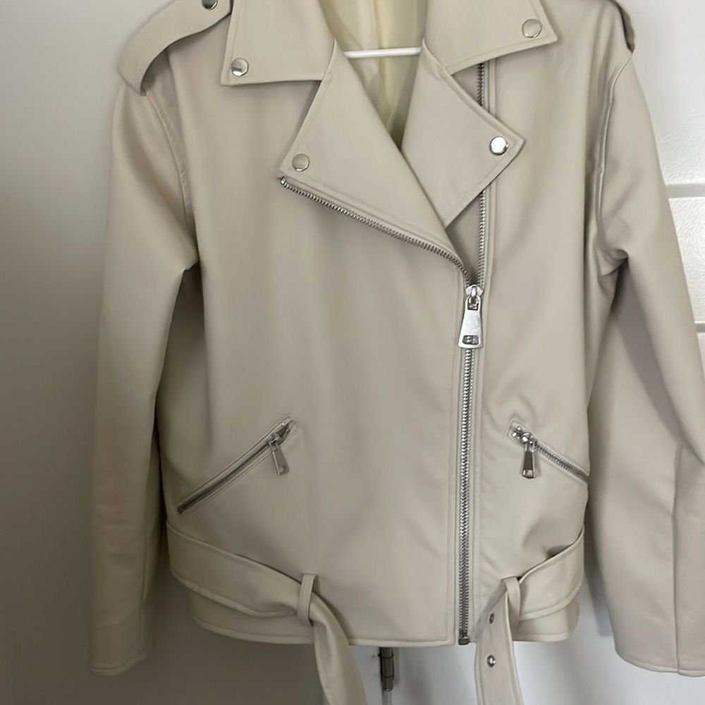Missguided Cream Leather Jacket - image 5